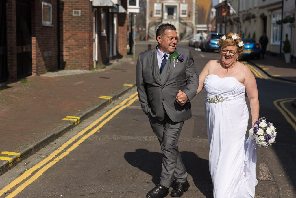 The bride and groom in Poole Old Town | Poole Wedding Photographer | Thomas Whild Photography 